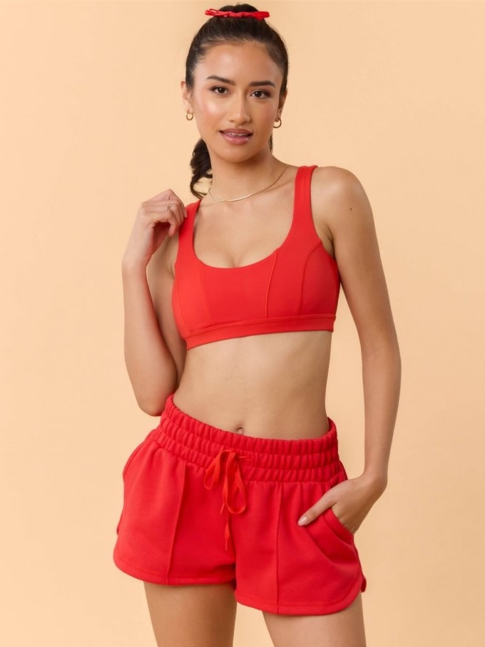 Blogilates Women's Bow Back Corset Sports Bra - Red - XS